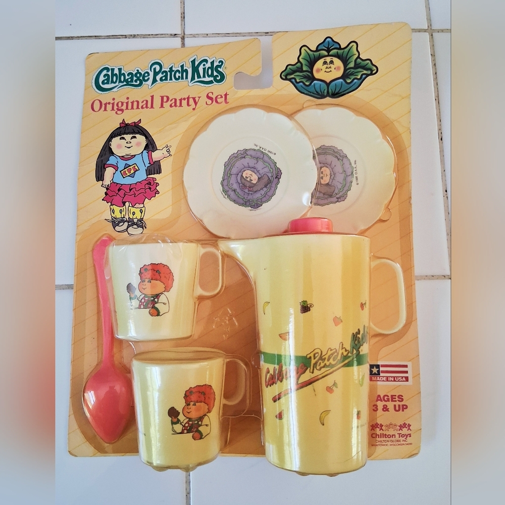 1990 Cabbage Patch Kids Sealed Original Doll Tea Set Tea Party Toy Made In USA